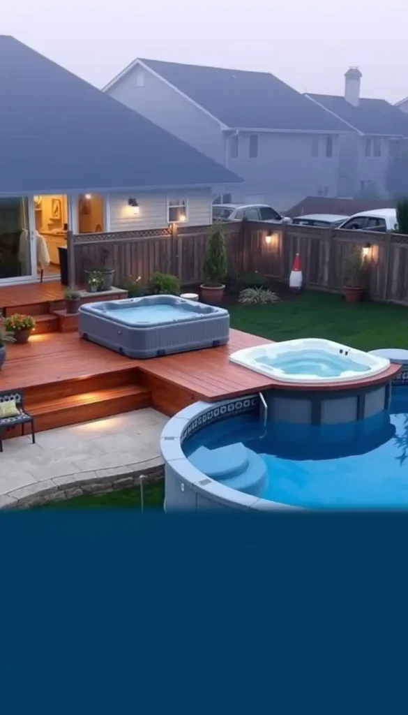 Above Ground Pool with Hot Tub Combo