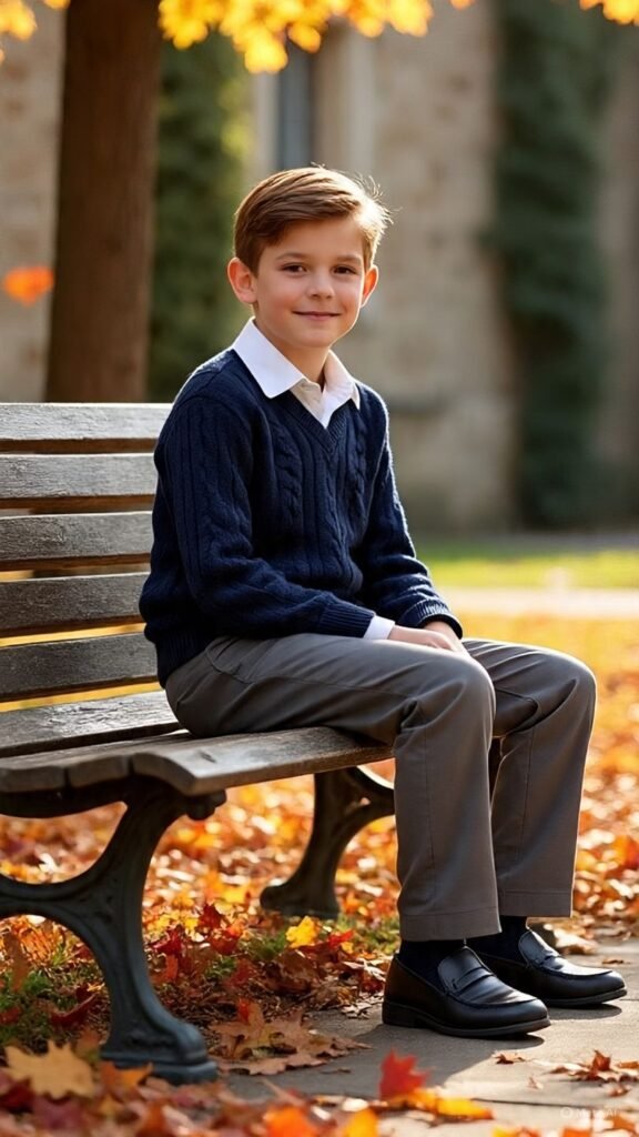 Cable Knit Sweater Over Collared Shirt