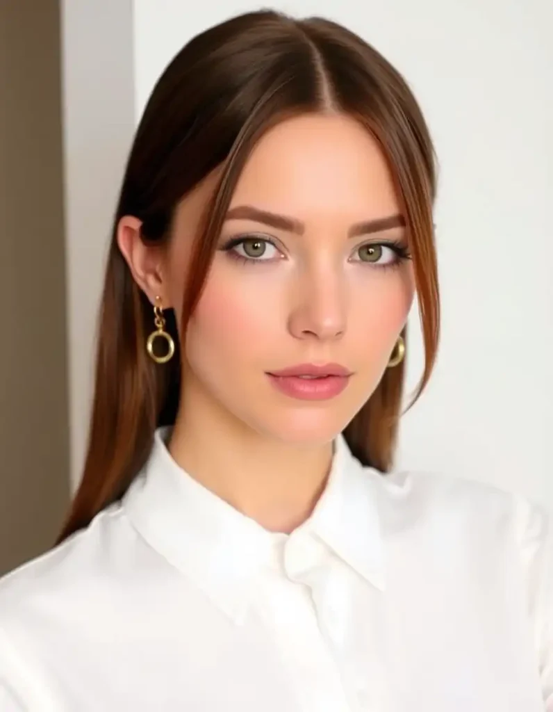 Center Part with Tucked Behind Ears