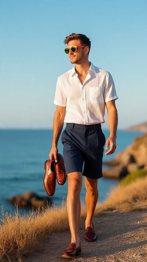 Linen Short-Sleeve Shirt + Tailored Shorts