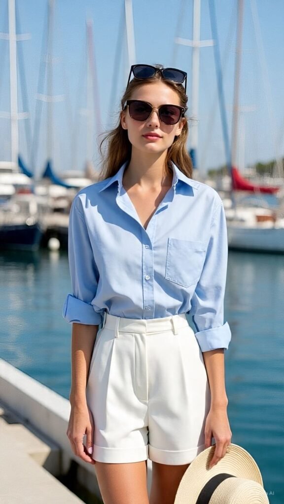 Oxford Shirt & High-Waisted Shorts