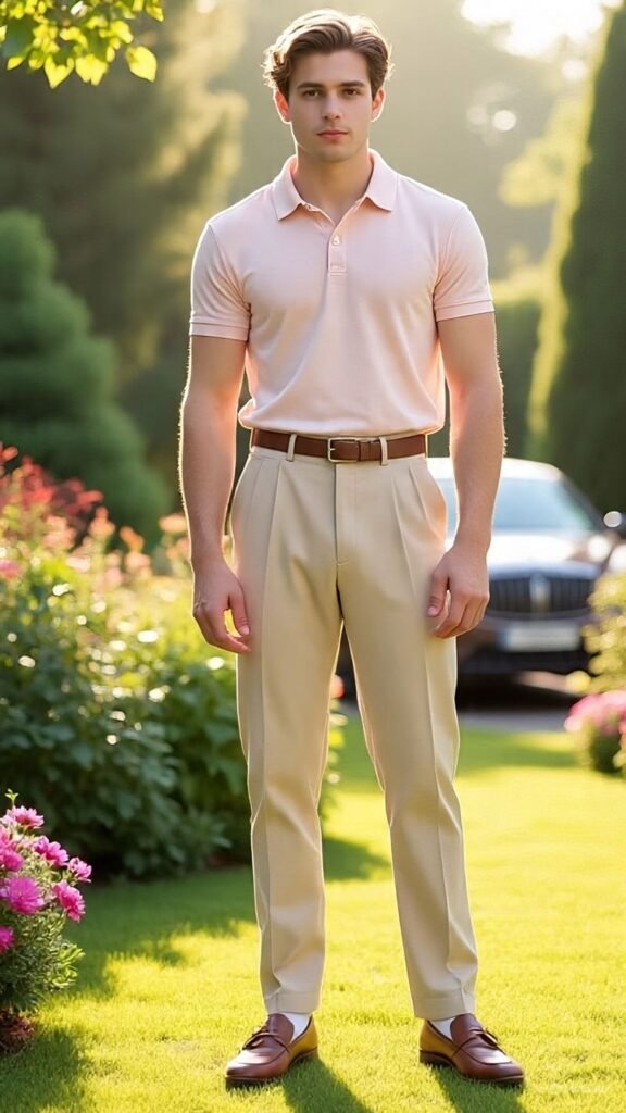 Polo Shirt & Pleated Trousers