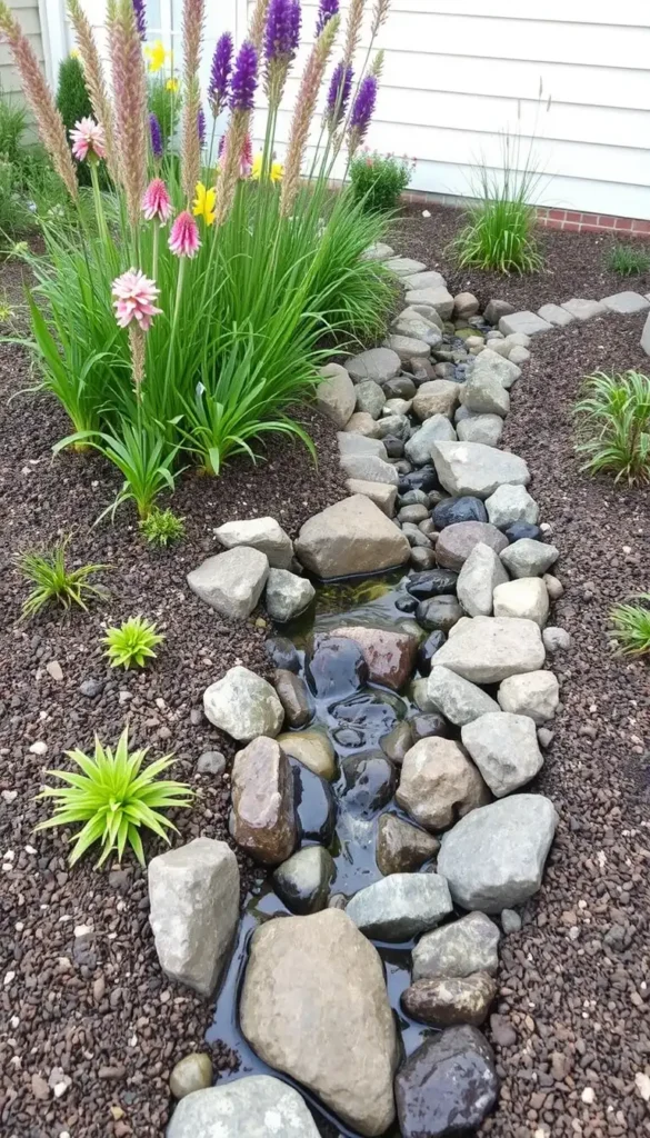 Rain Garden with Rocks