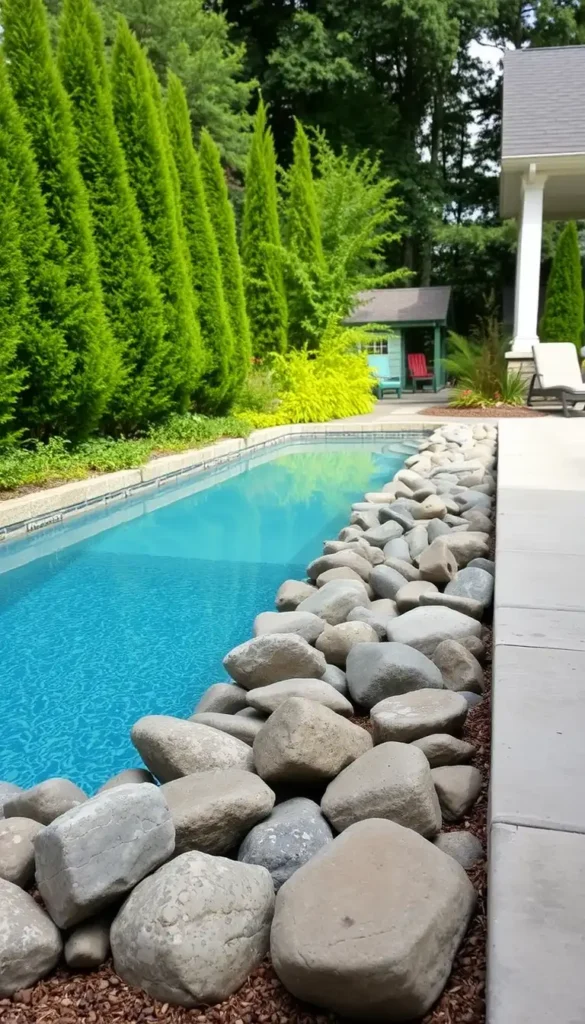 River Rock Border Around Pool