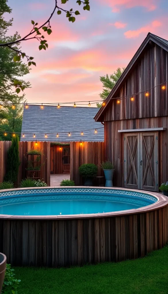 Rustic Farmhouse Pool with Wooden Accents