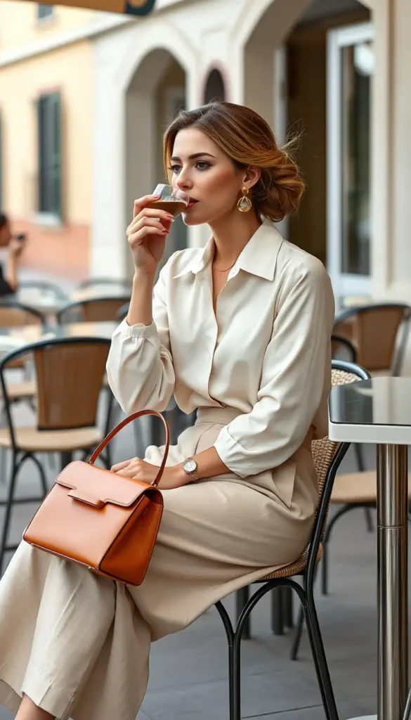 Silk Blouse & High-Waisted Linen Trousers