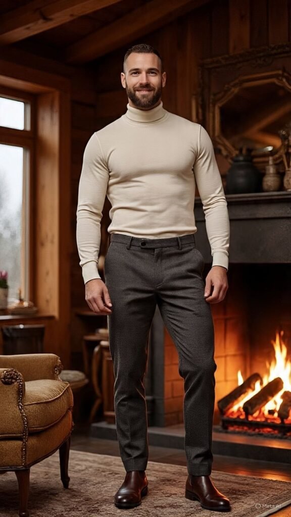 Turtleneck + Wool Trousers