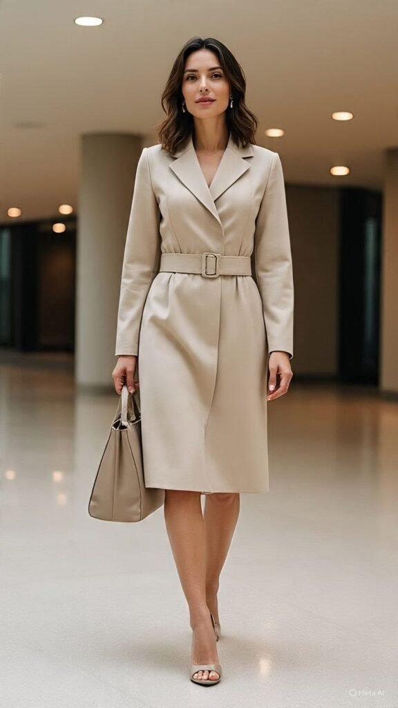 Chic Midi Dress with a Belt