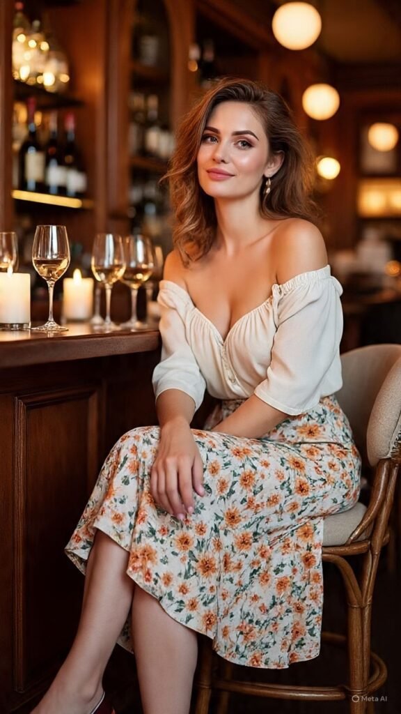 Midi Skirt + Off-the-Shoulder Top